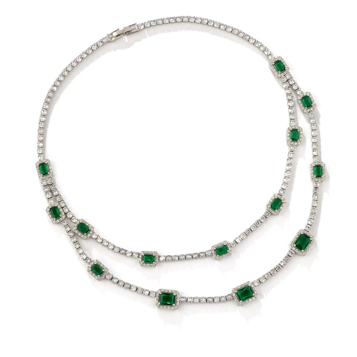 Luxury Ruby Crystal Necklace Earrings Set – Sparkling Silver Statement Jewelry