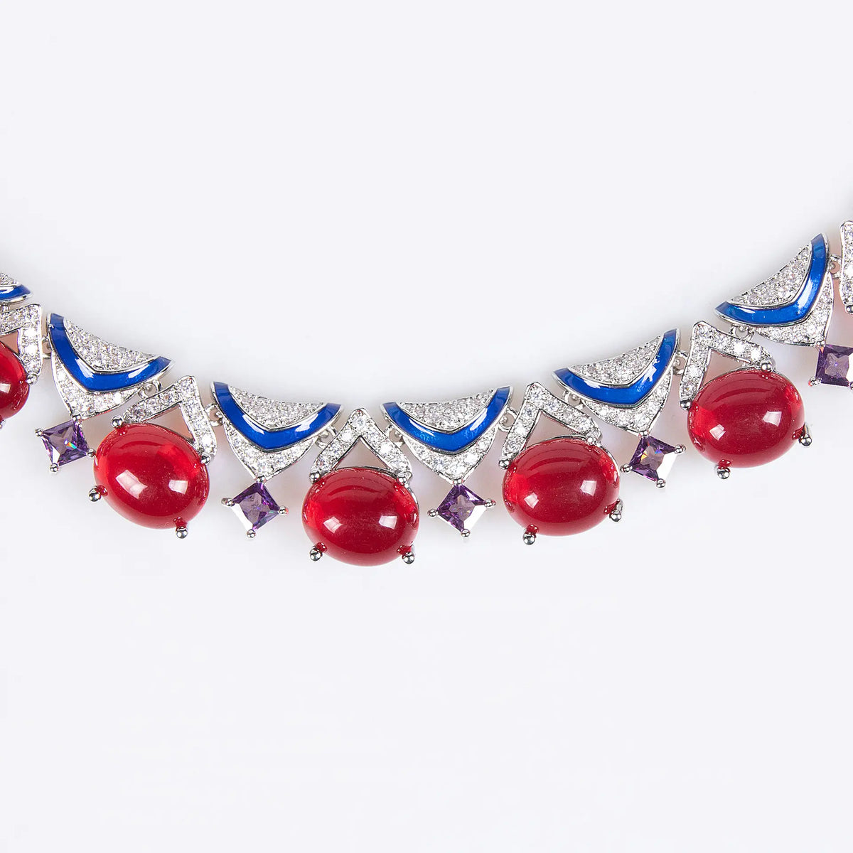 Elegant Ruby Red Crystal Jewelry Set – Luxury Necklace and Earrings for Women
