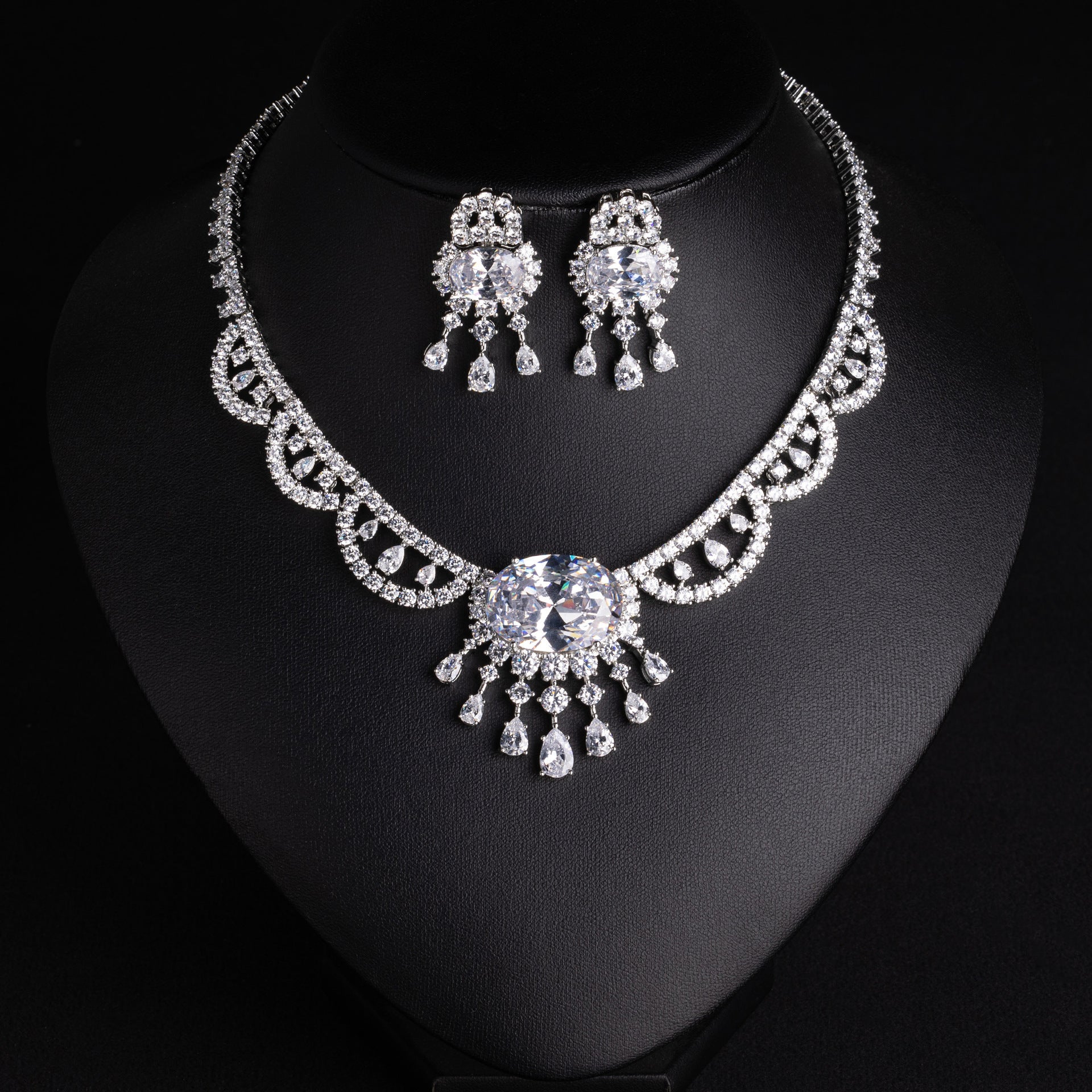 Elegant Turquoise and Yellow Gemstone Jewelry Set – Gold Necklace Earrings