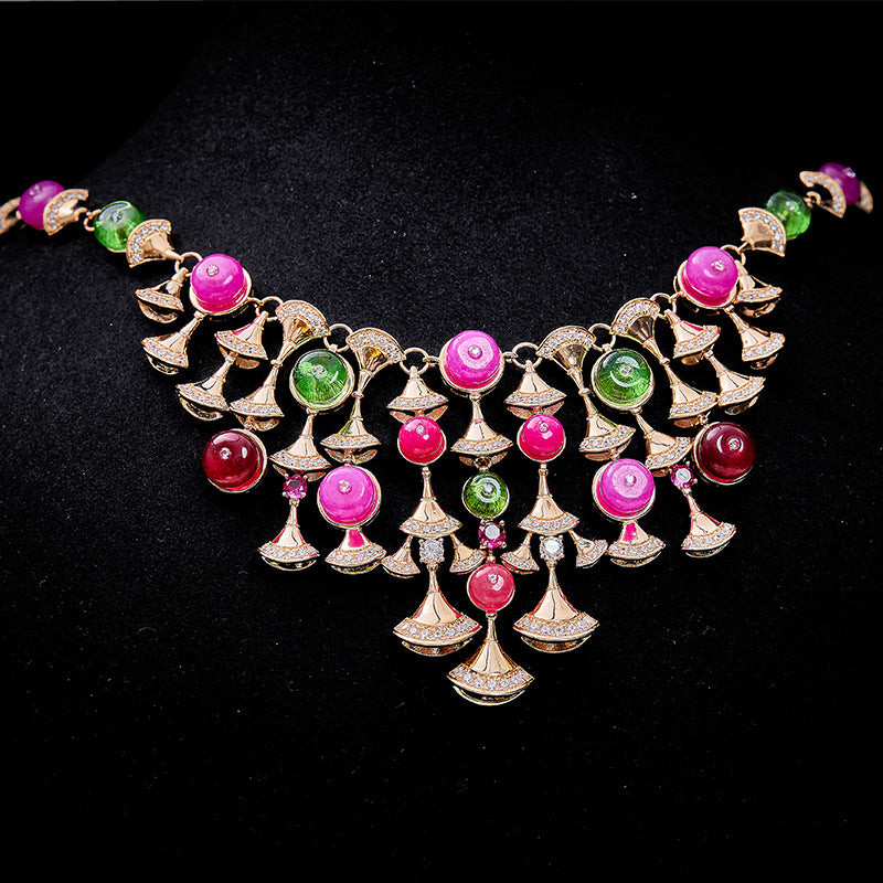 Fan Bead Gold Plated Clavicle Chain