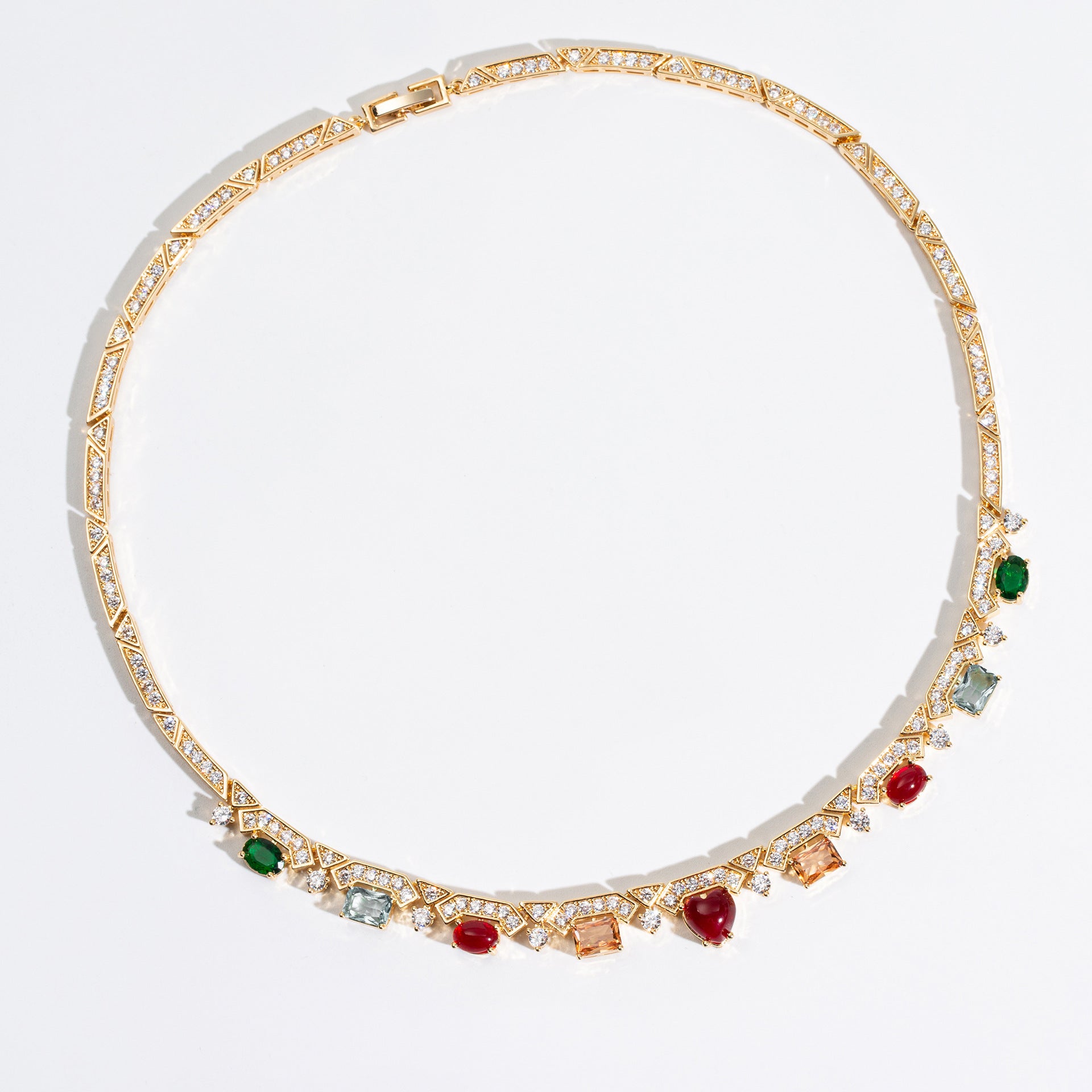Luxury Multicolor Crystal Necklace and Earrings Jewelry Set