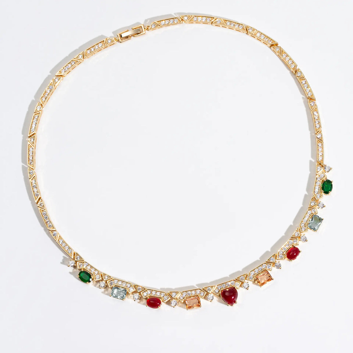Parure de bijoux de luxe avec collier et boucles d'oreilles en cristal multicolore