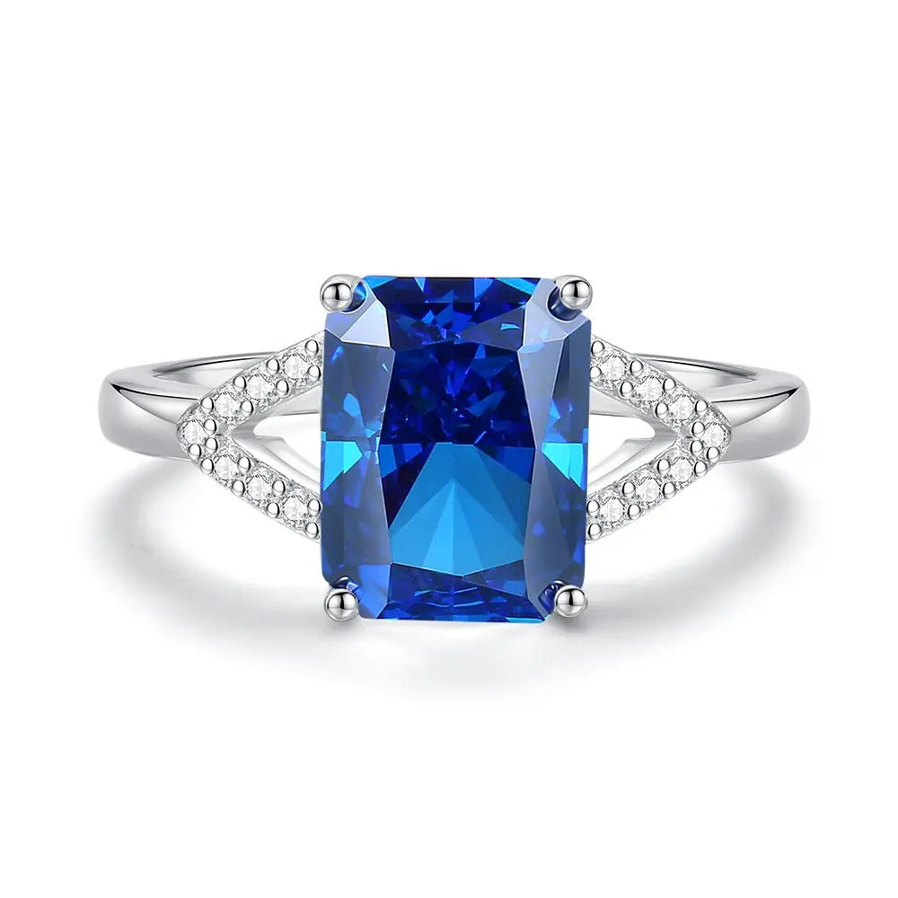 Bague de fiançailles de luxe ovale en saphir bleu pour femme