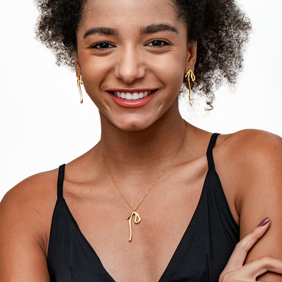 French Vintage 18K Titanium Steel Bow Earrings Necklace