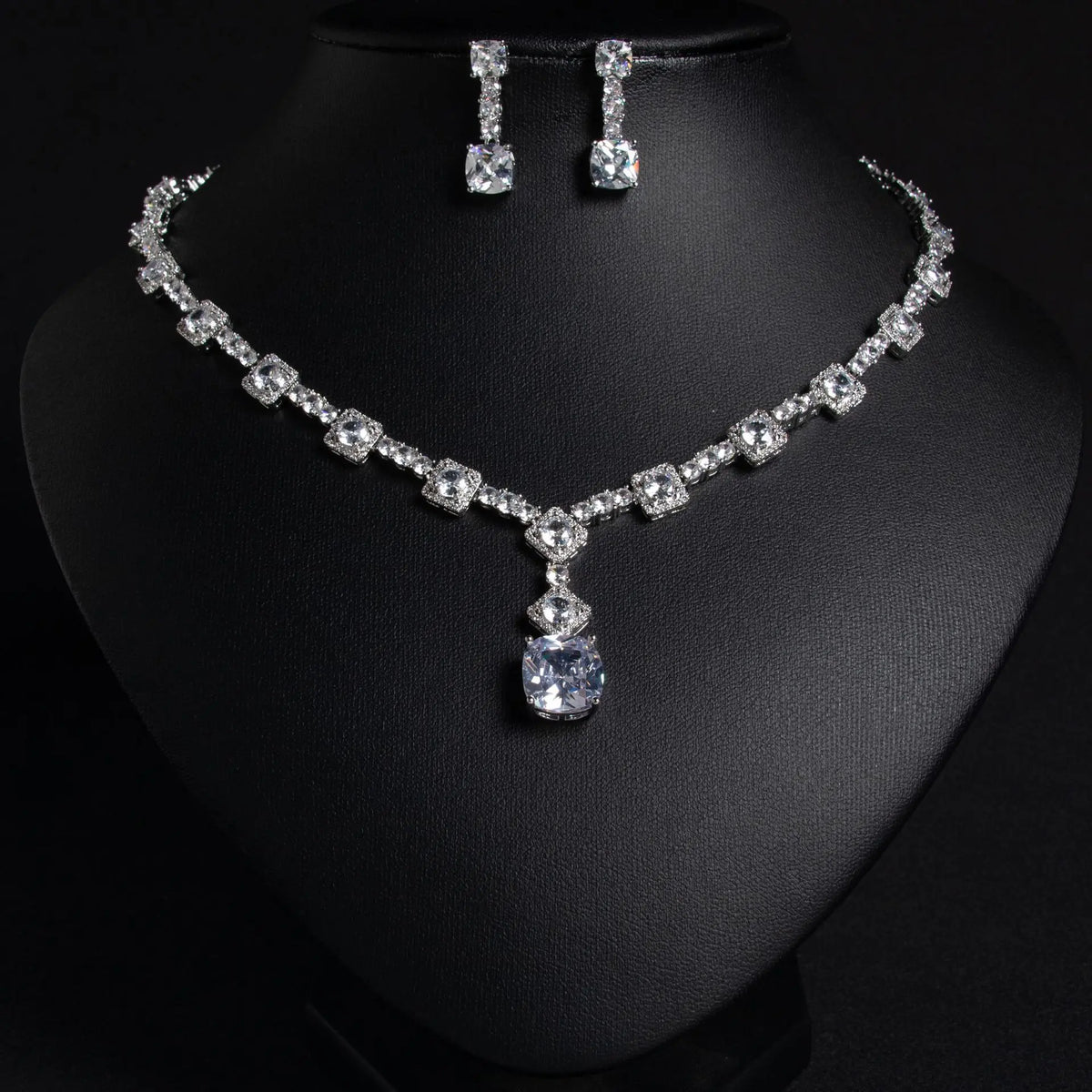Luxury Golden Yellow Crystal Necklace Set – Sparkling Evening Jewelry for Women