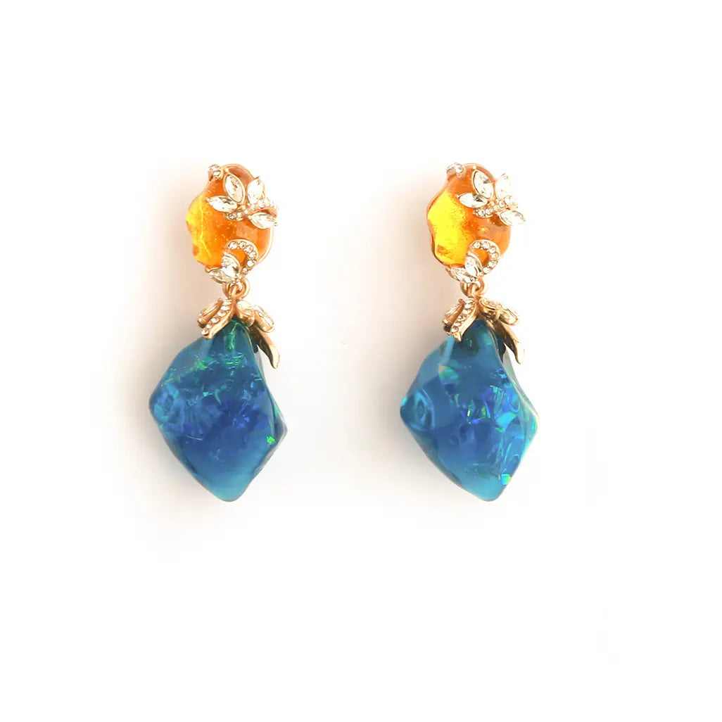 Boucles d'oreilles clous saphir style médiéval vintage