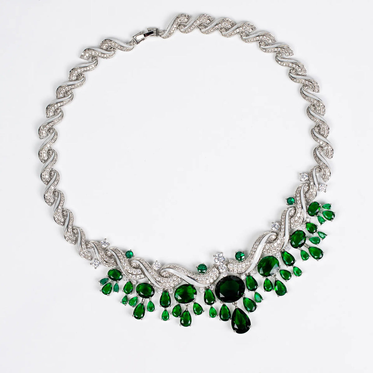 Luxury Multicolor Crystal Statement Necklace and Earrings Jewelry Set
