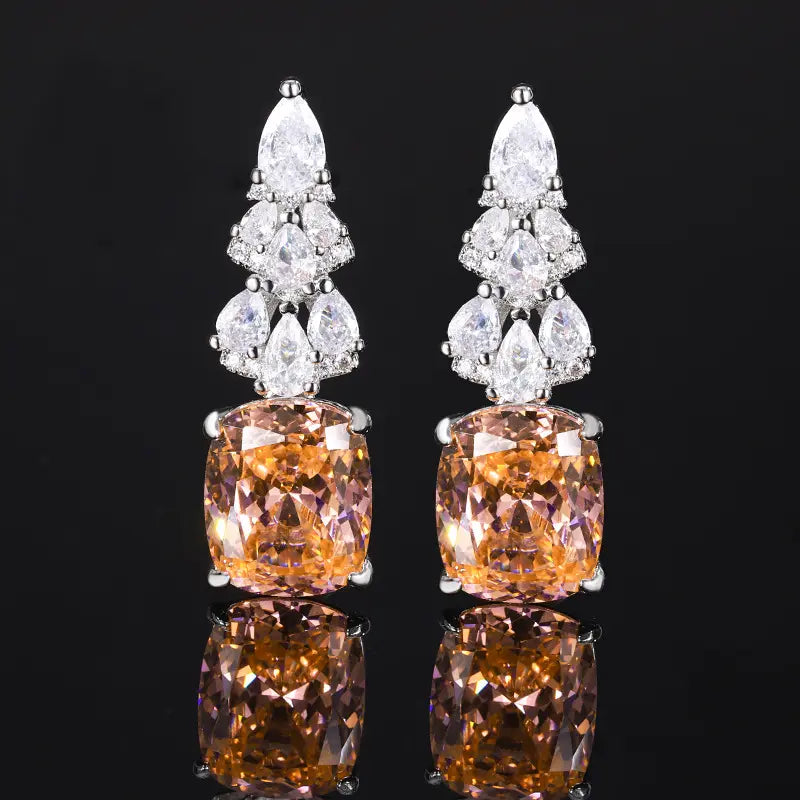 Boucles d'oreilles clous roses élégantes en cuivre plaqué or à fond plat