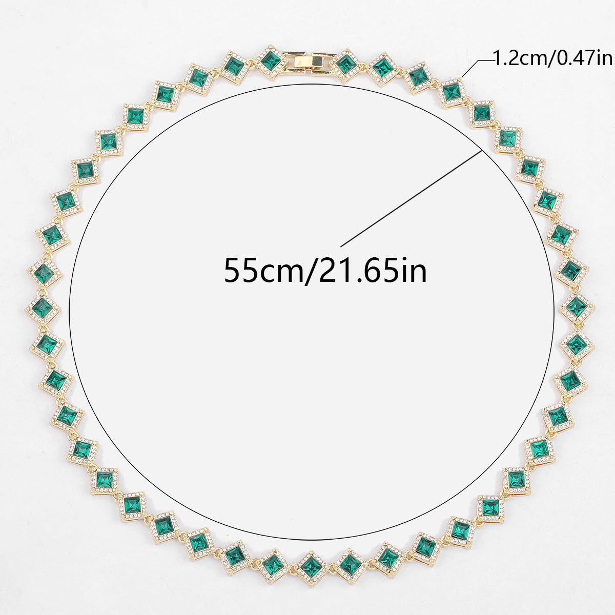 Emerald Small Square Diamond Cuban Necklace