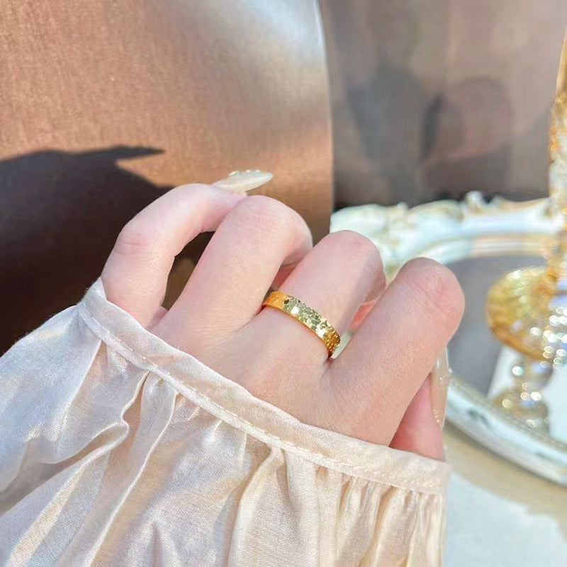 S925 Sterling Silver Crushed Ice Opening Ring