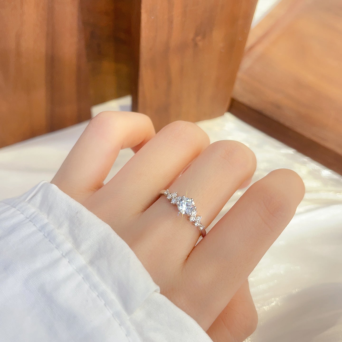 S925 Sterling Silver Eight Hearts Zircon Galaxy Ring