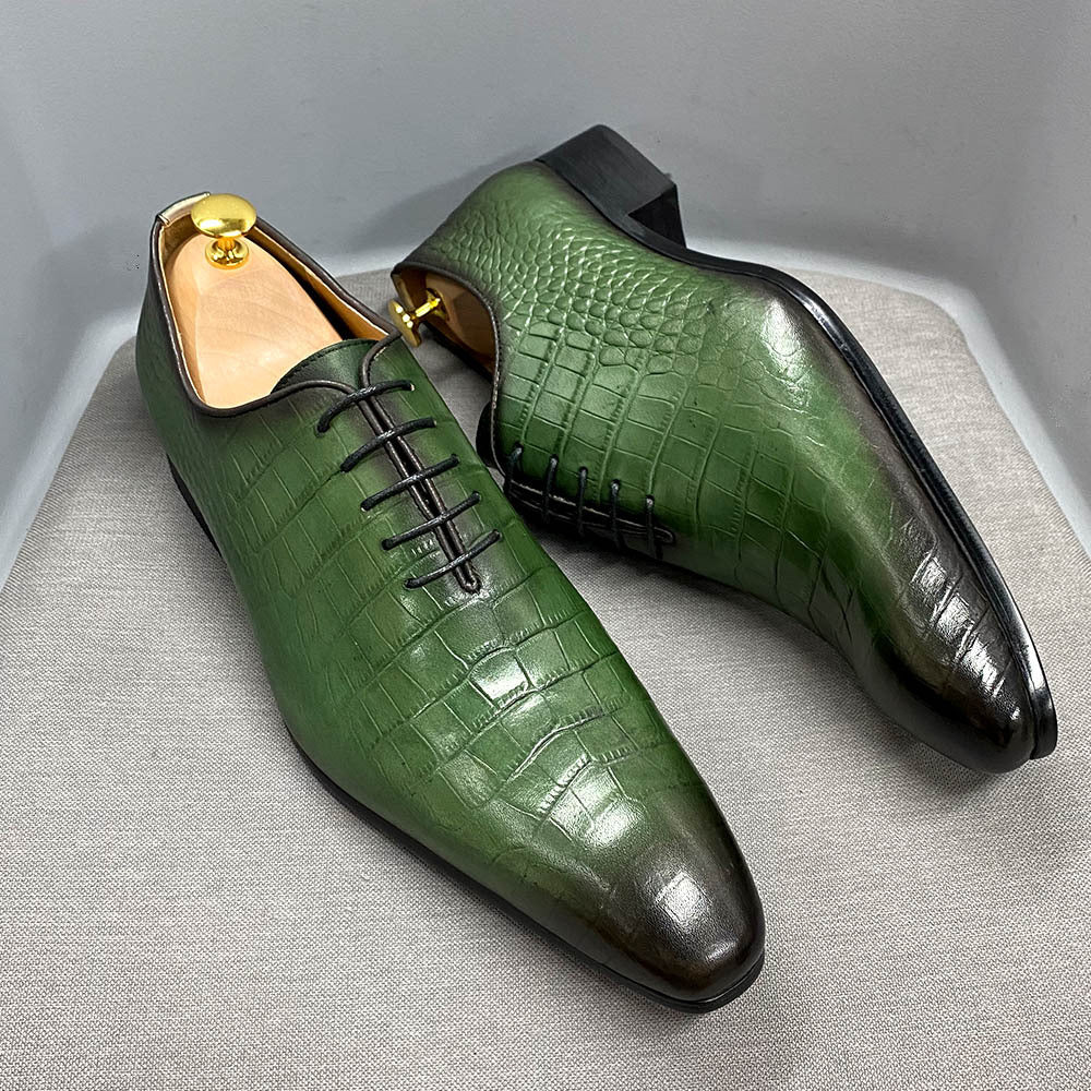 Fashion Crocodile Embossed Oxford Shoes Business Office Derby Shoes
