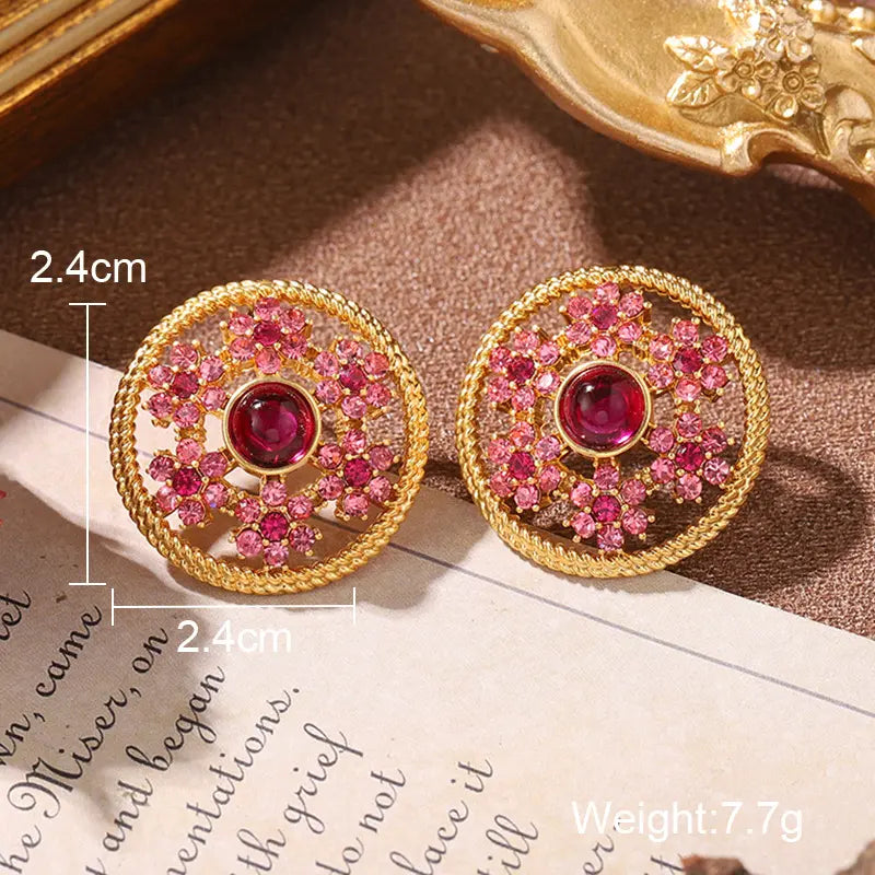 Parure de bijoux fantaisie vintage en cristal (boucles d'oreilles, bague et collier)