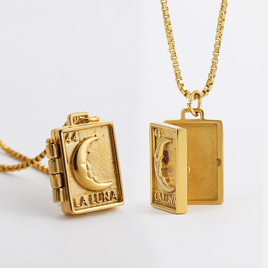 18K Gold Vintage Openable Photo Frame Necklace