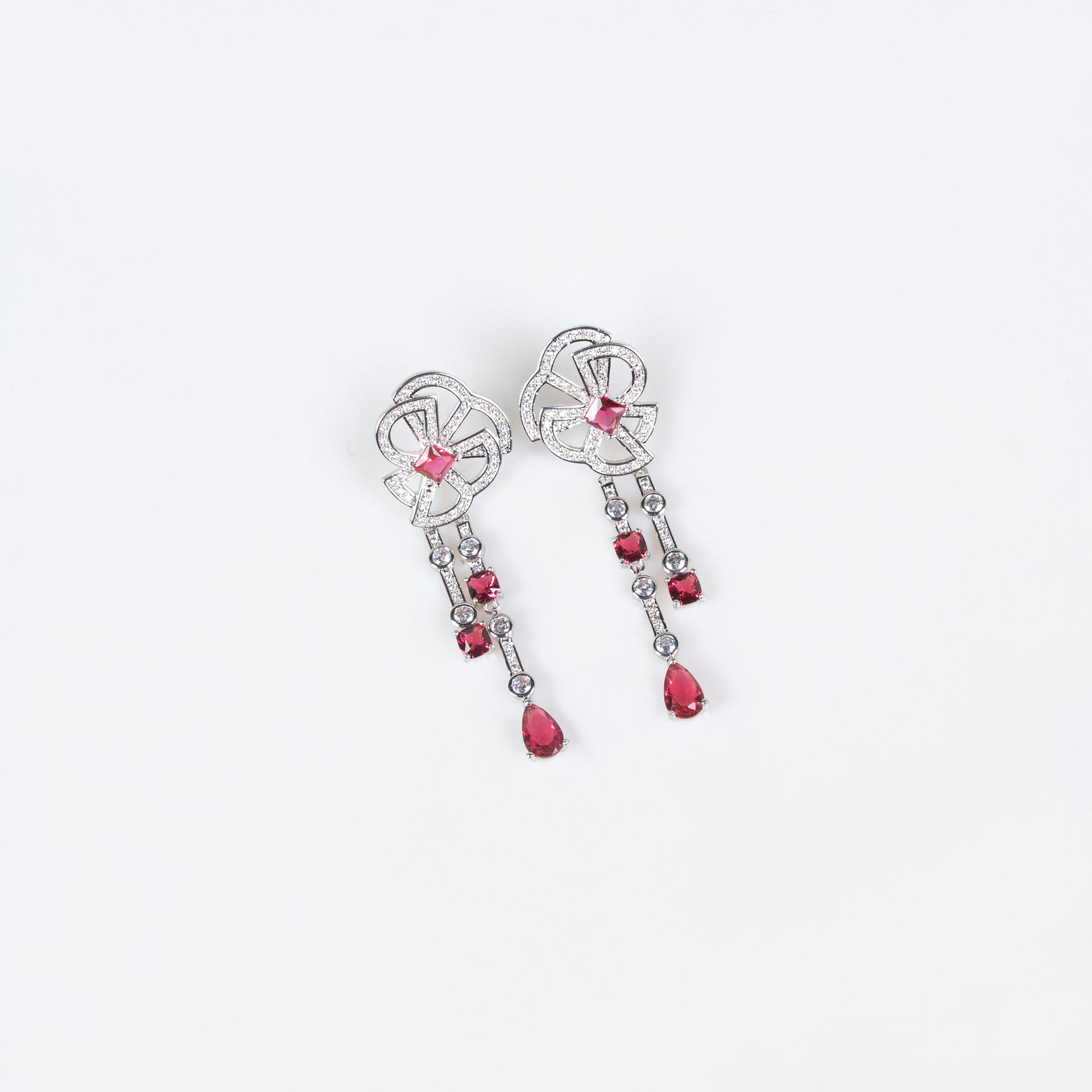Luxury Ruby Red Crystal Tassel Jewelry Set – Necklace Earrings Set for Women