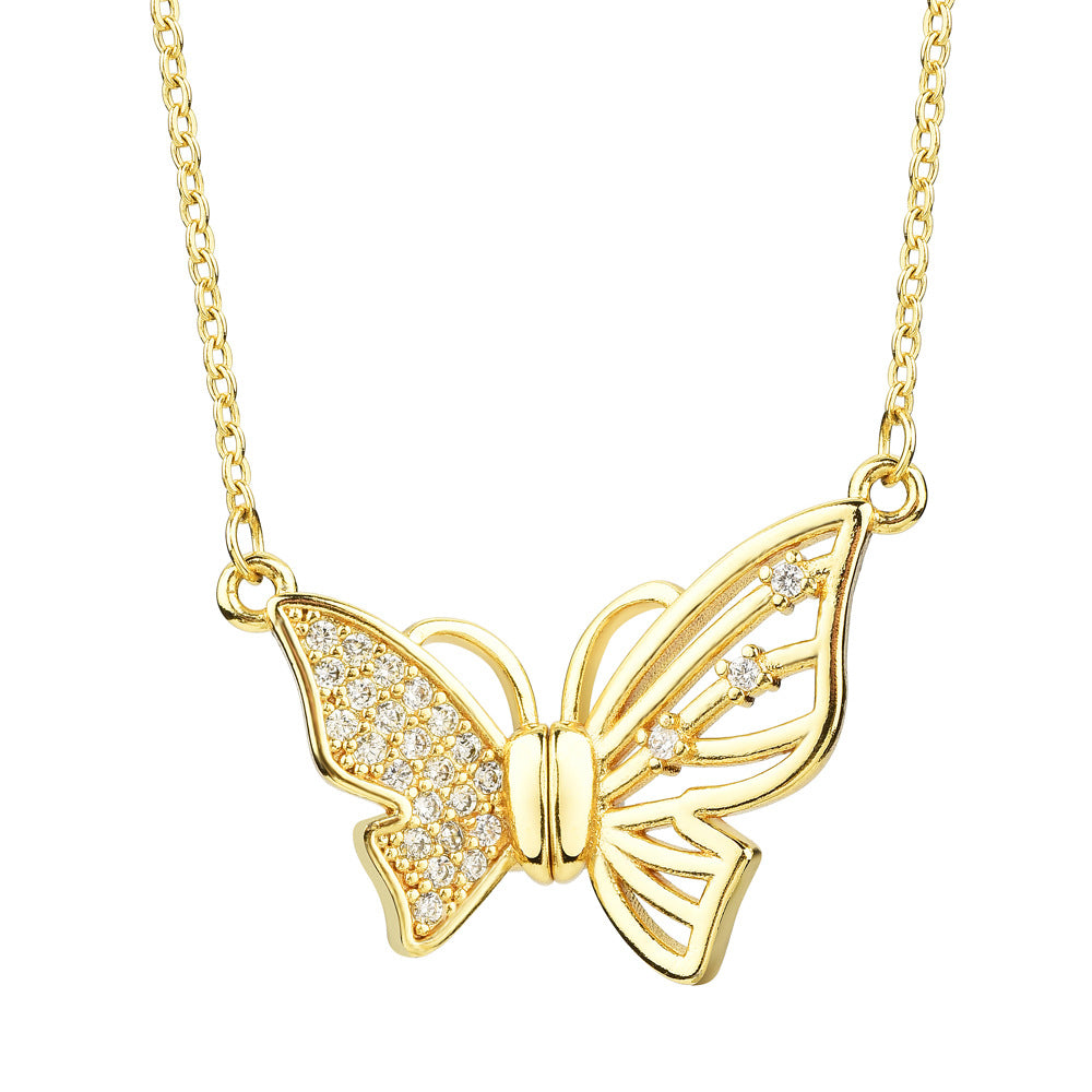 Gold Diamond Magnetic Butterfly Necklace