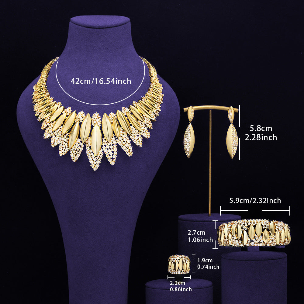 Glamorous Gold Crystal Jewelry Set for Evening and Party Wear