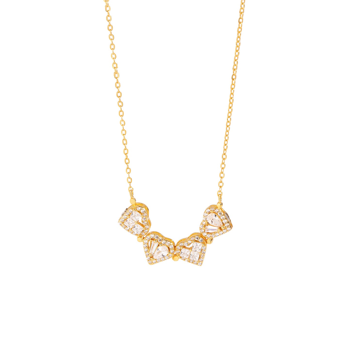 S925 Sterling Silver Zircon Love Clover Necklace