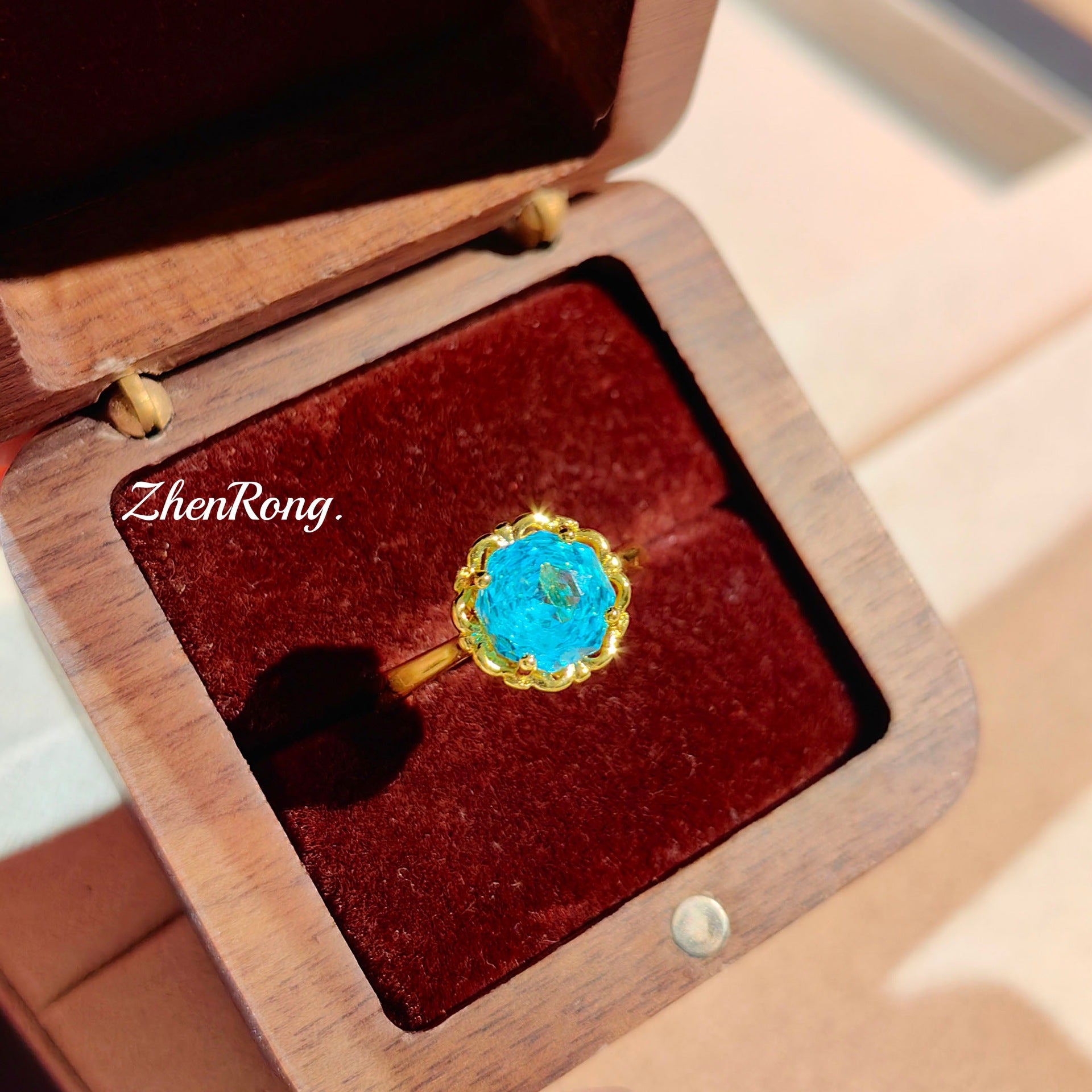 Star Anise Rose Cut Sea Blue Necklace Color Treasure Set