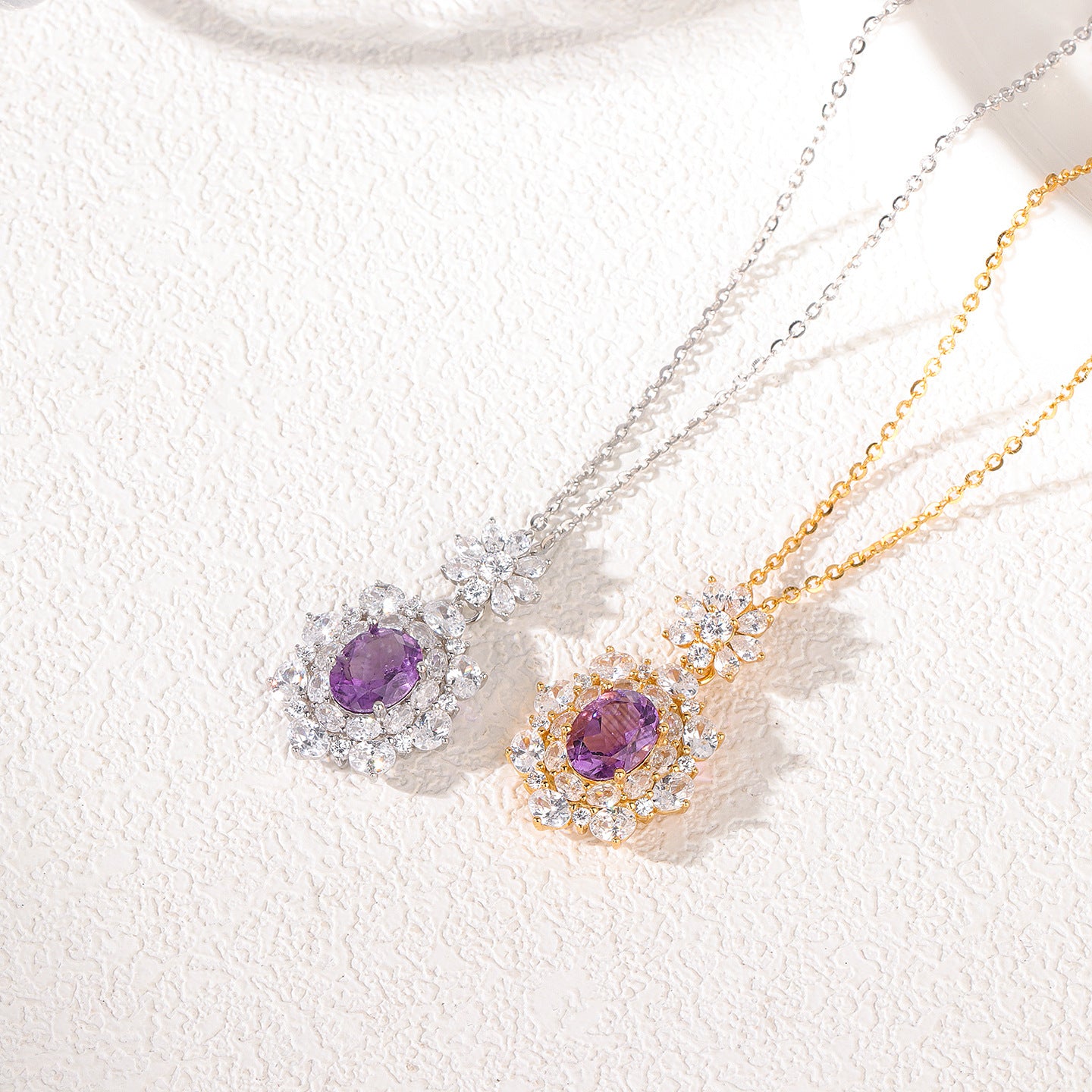 S925 Sterling Silver Natural Amethyst Necklace