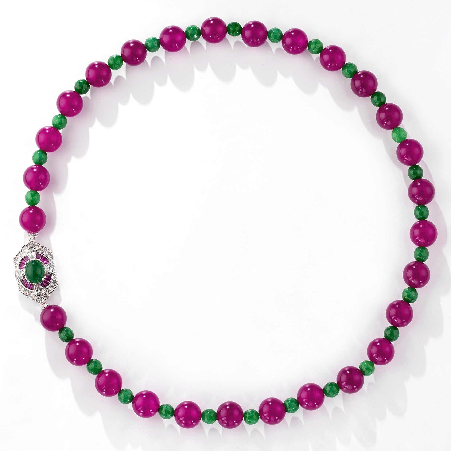Elegant Red Green Crystal Bead Necklace Set – Luxury Vintage Jewelry for Women