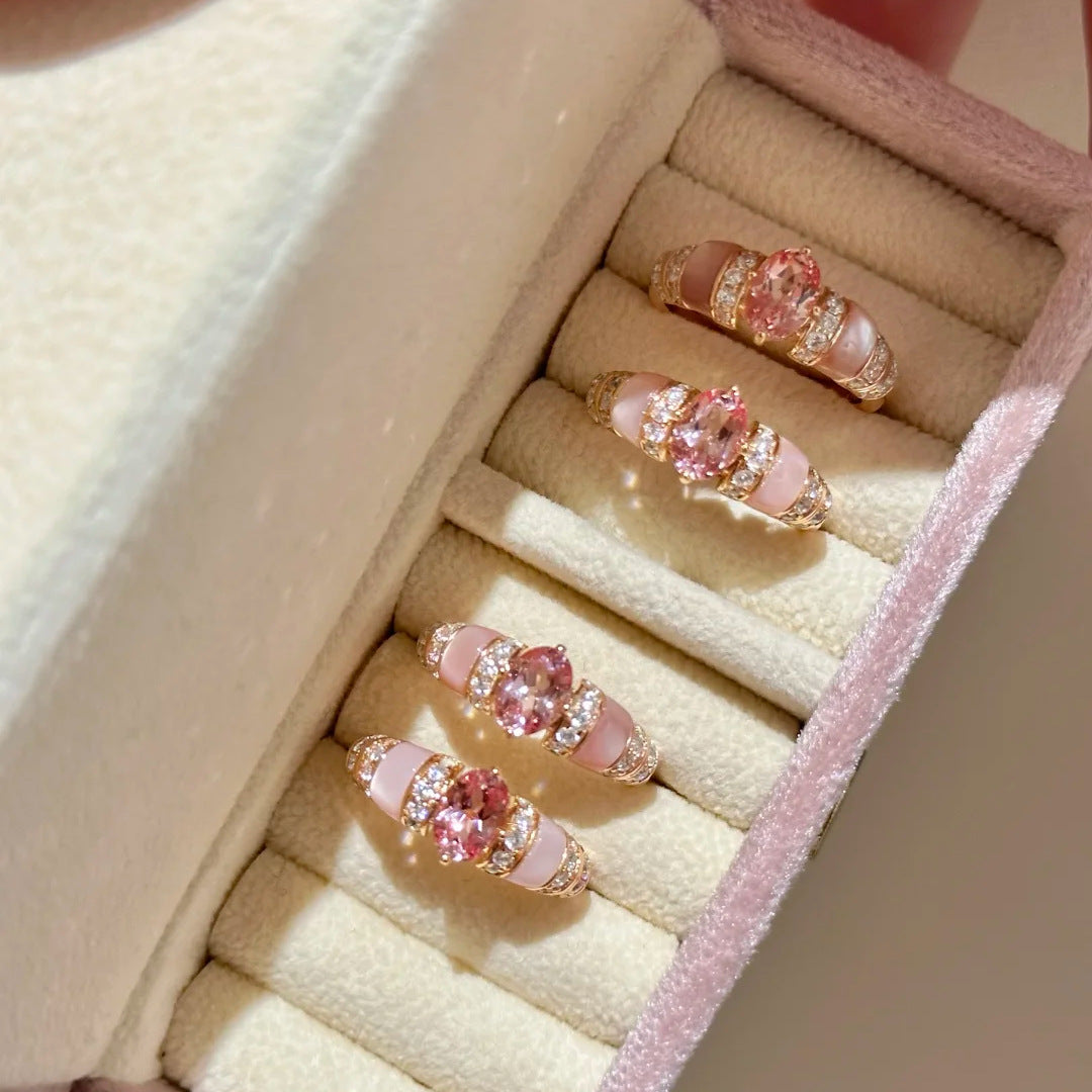 Bague de fritillaire naturelle en poudre de dopamine tendance