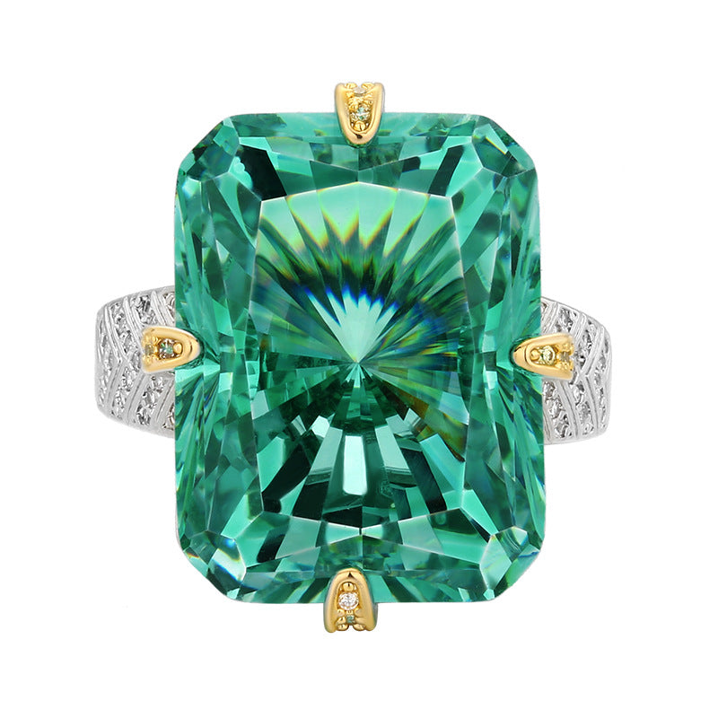 Luxury Emerald Green Crystal Necklace and Ring Jewelry Set