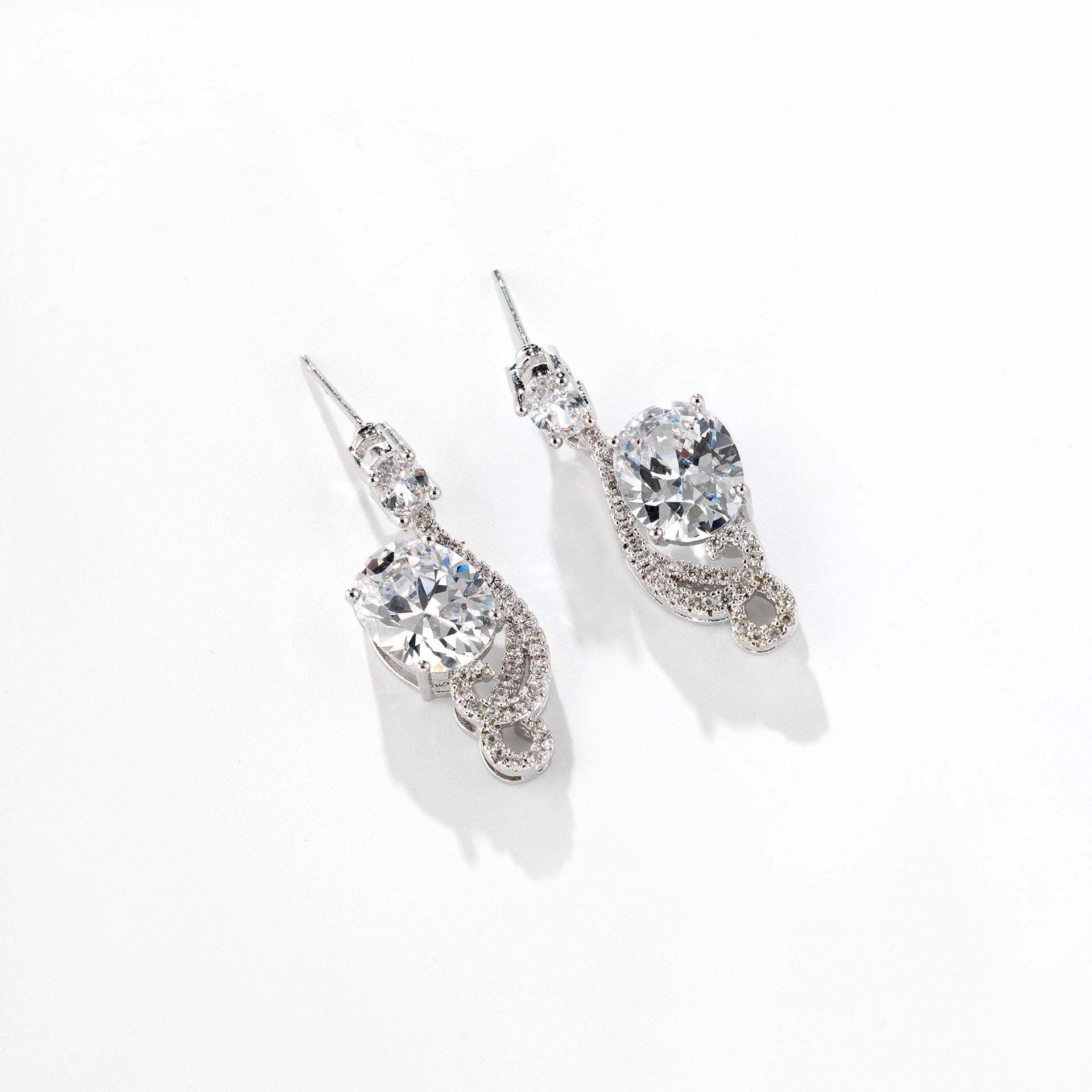 Luxury Clear Crystal Jewelry Set – Silver Tone Necklace Earrings Set for Women