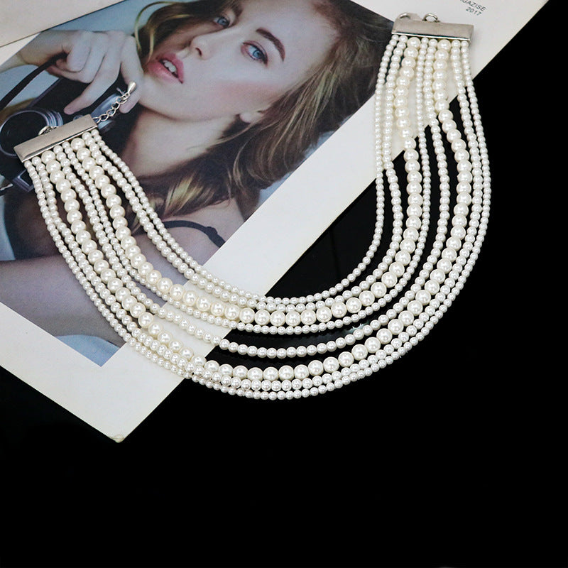 Luxury Layered Pearl Statement Necklace for Women