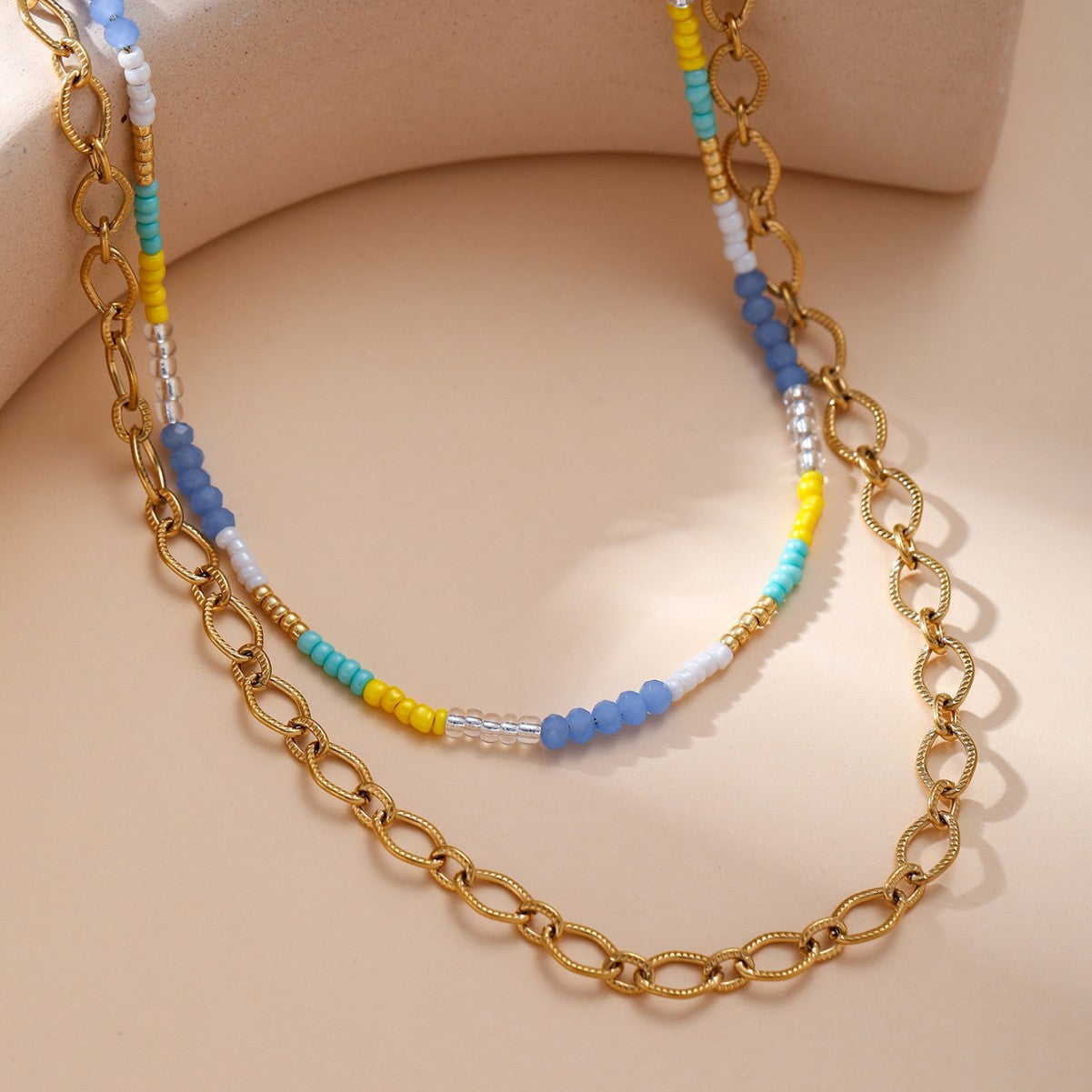 Simple personality handmade beaded stacked necklace