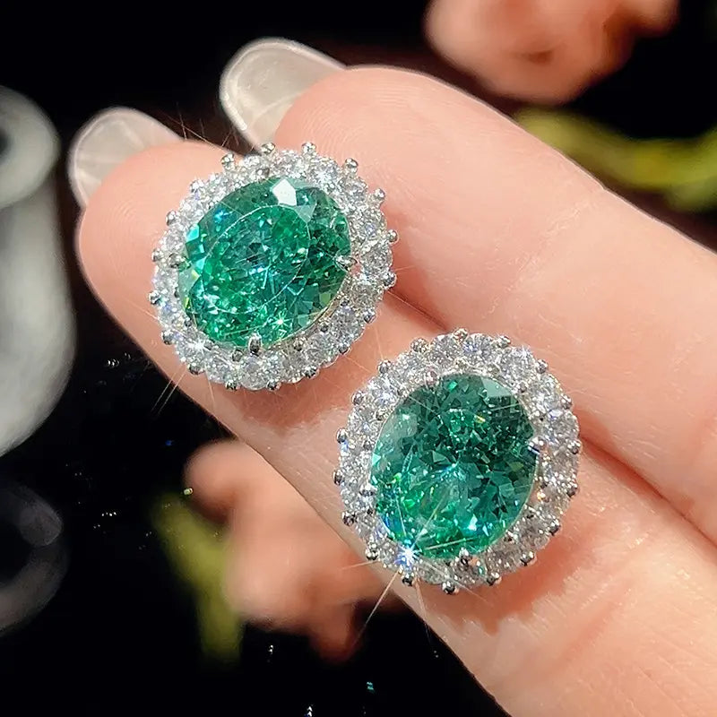 Collier et boucles d'oreilles éblouissants en pierre précieuse verte – Bijoux de soirée élégants