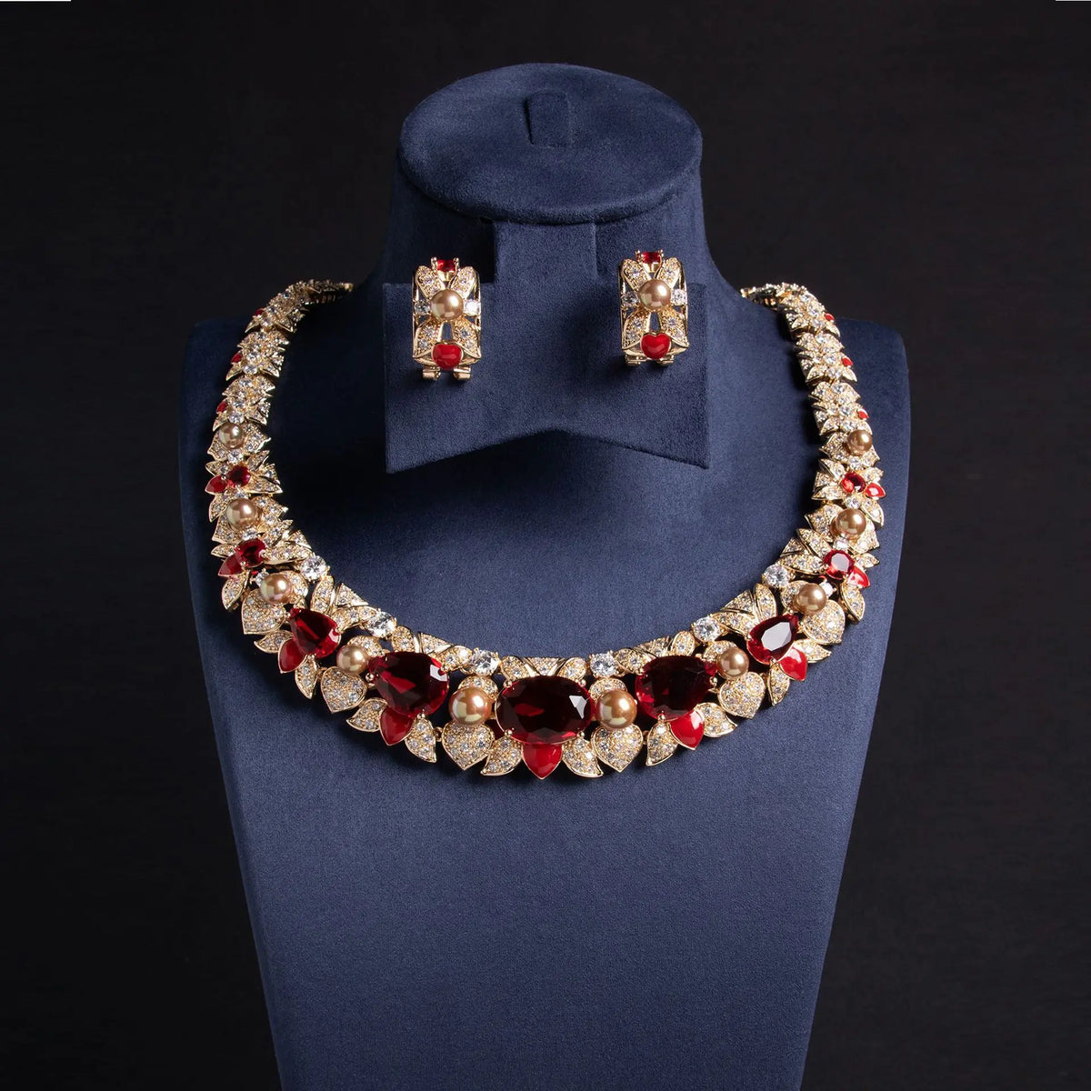 Parure de collier de luxe en pierres précieuses multicolores or pour une tenue de soirée