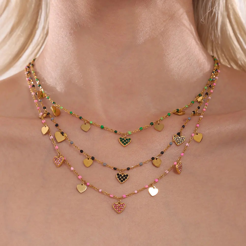 Collier en acier au titane et zircon Fashion Symphony