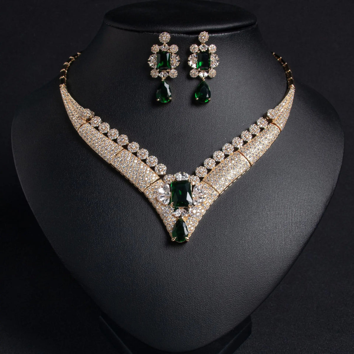 Ensemble Collier Boucles d'oreilles Zircon Premium Industries Lourdes Vintage