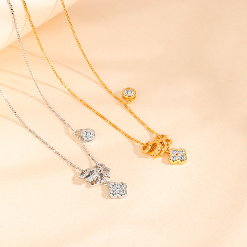 S925 Sterling Silver Gold Lucky Clover Necklace