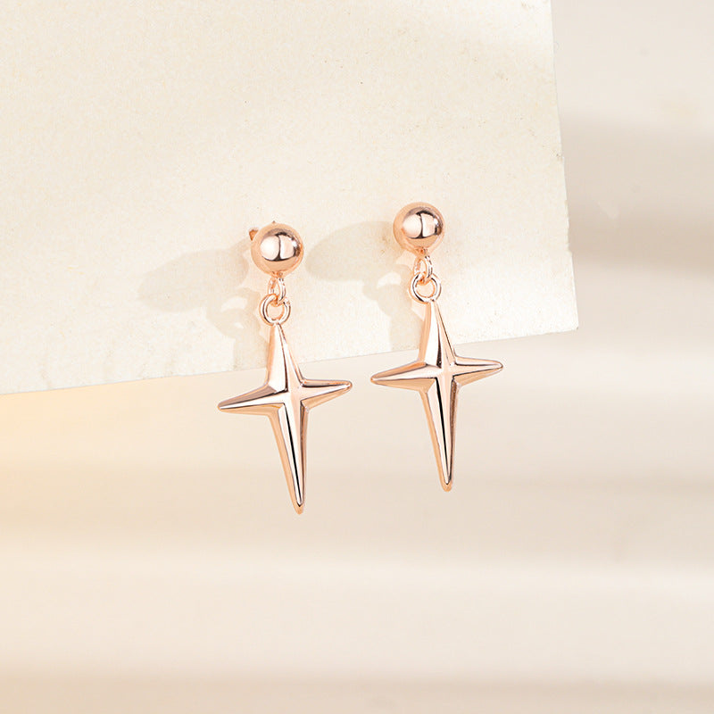 S925 Sterling Silver Hip Hop Starlight Cross Earrings