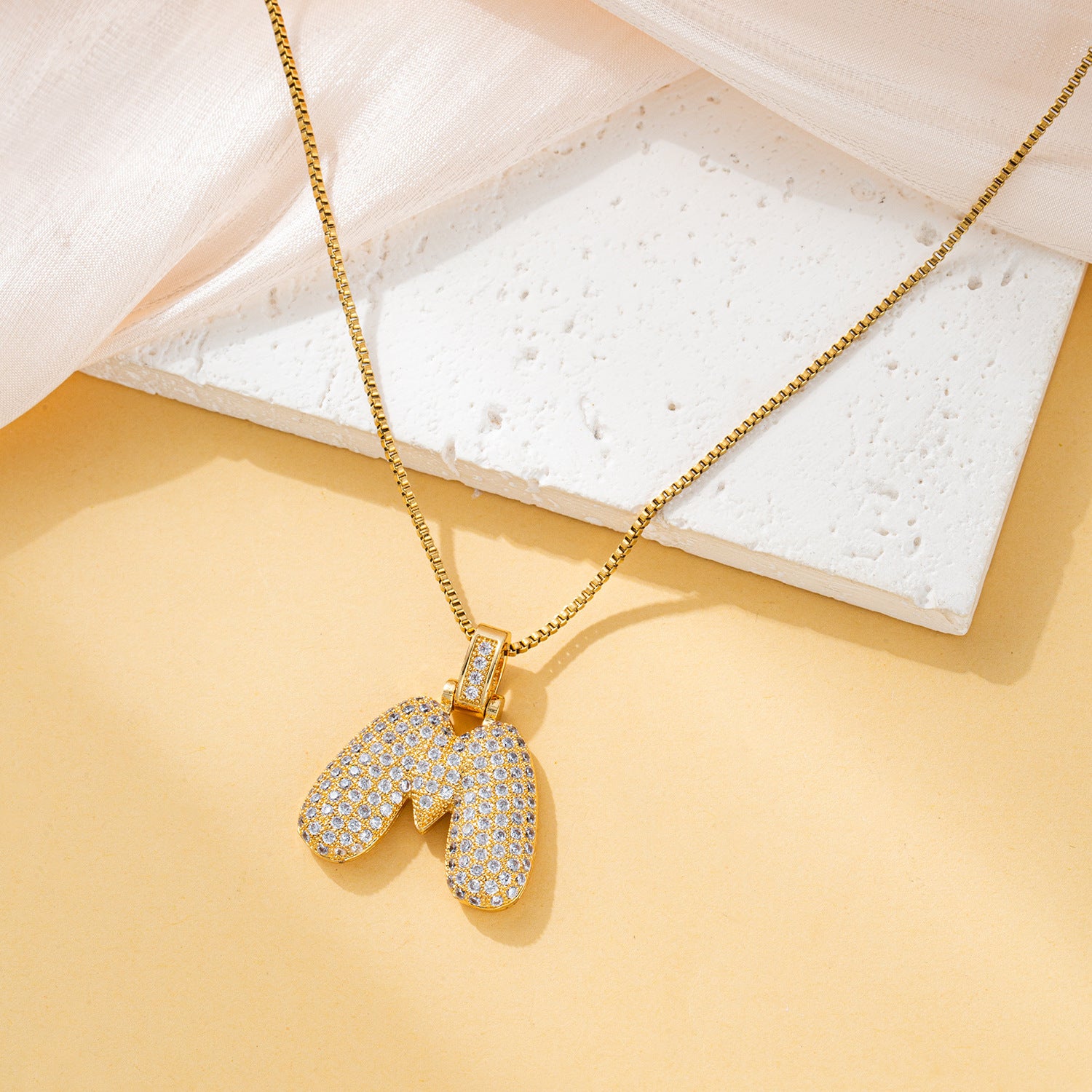 Creative fashion zircon fat 26 letter necklace