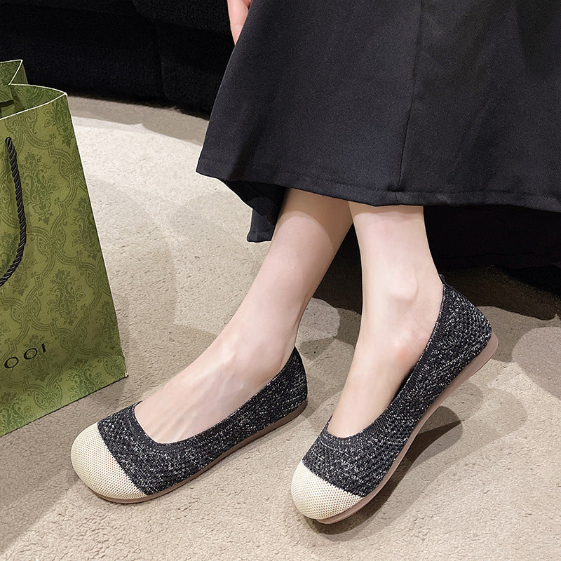 Environmentally friendly small fragrant woven hollow breathable loafers