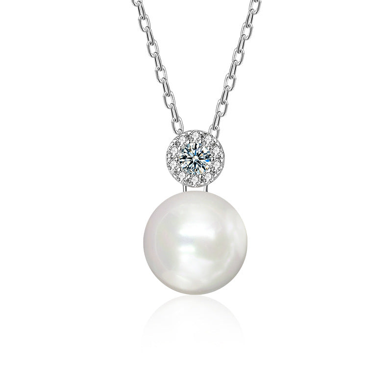 S925 Sterling Silver Pearl Mozzarella Diamond Necklace