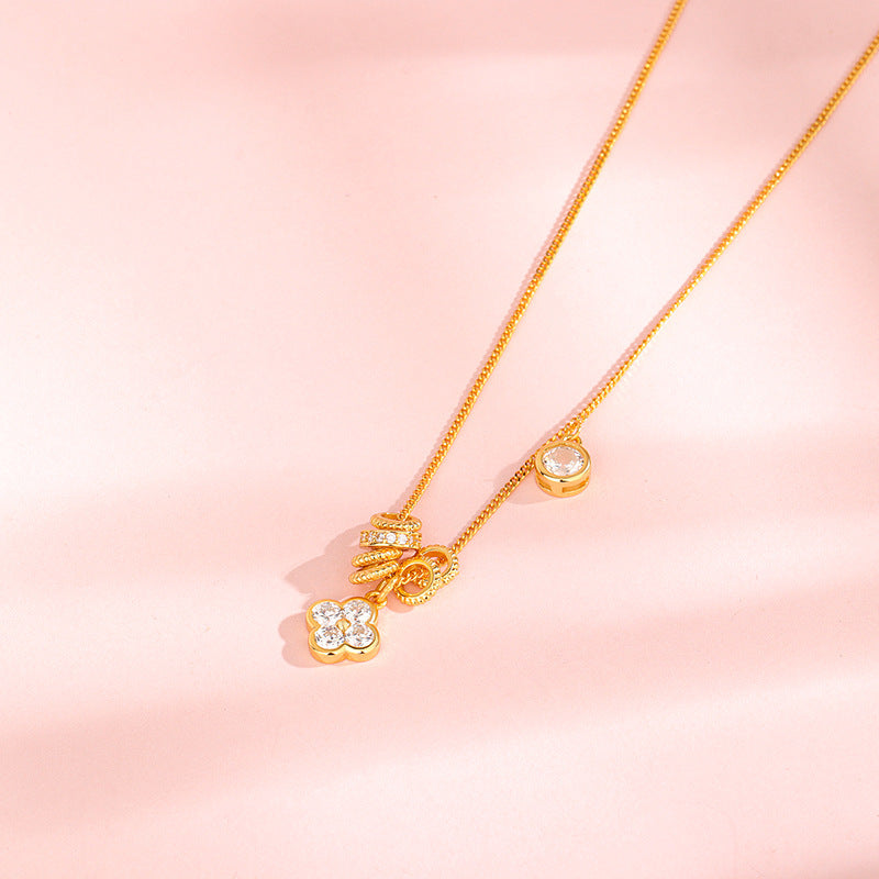 S925 gold-plated fashionable clover necklace