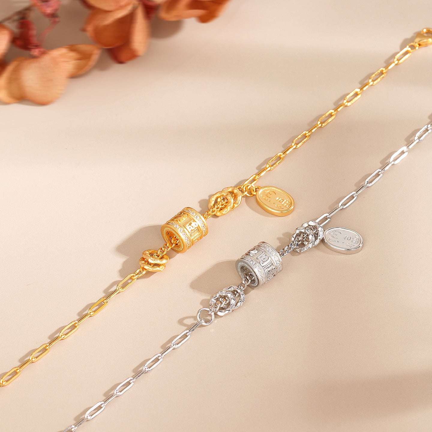 S925 sterling silver splicing transshipment text bracelet