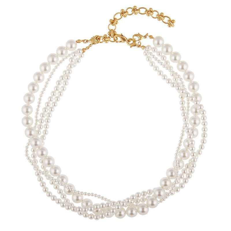 Stylish French Elegant Multilayer Artificial Pearl Necklace