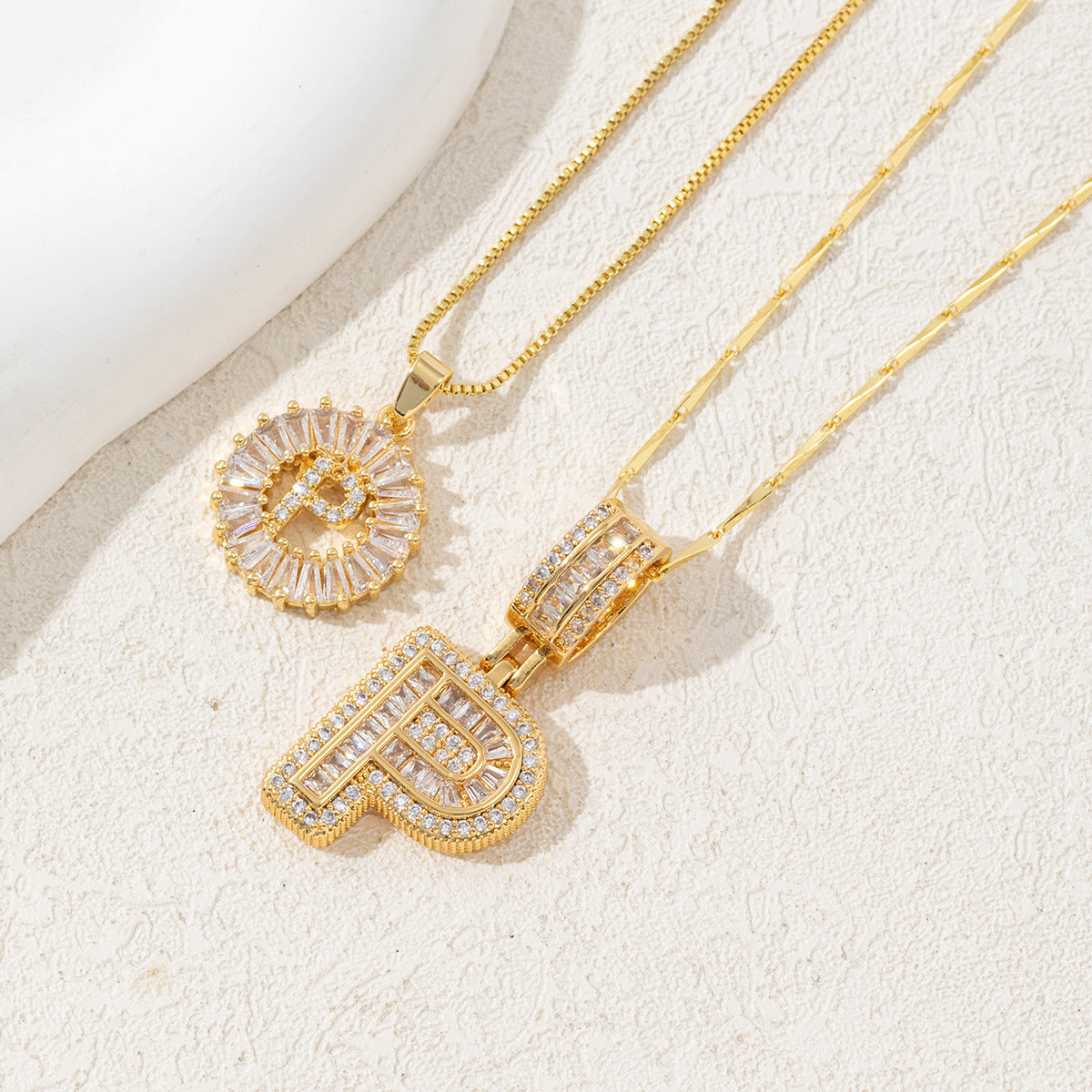 Full Diamond Rock Sugar 26 Letter Necklace