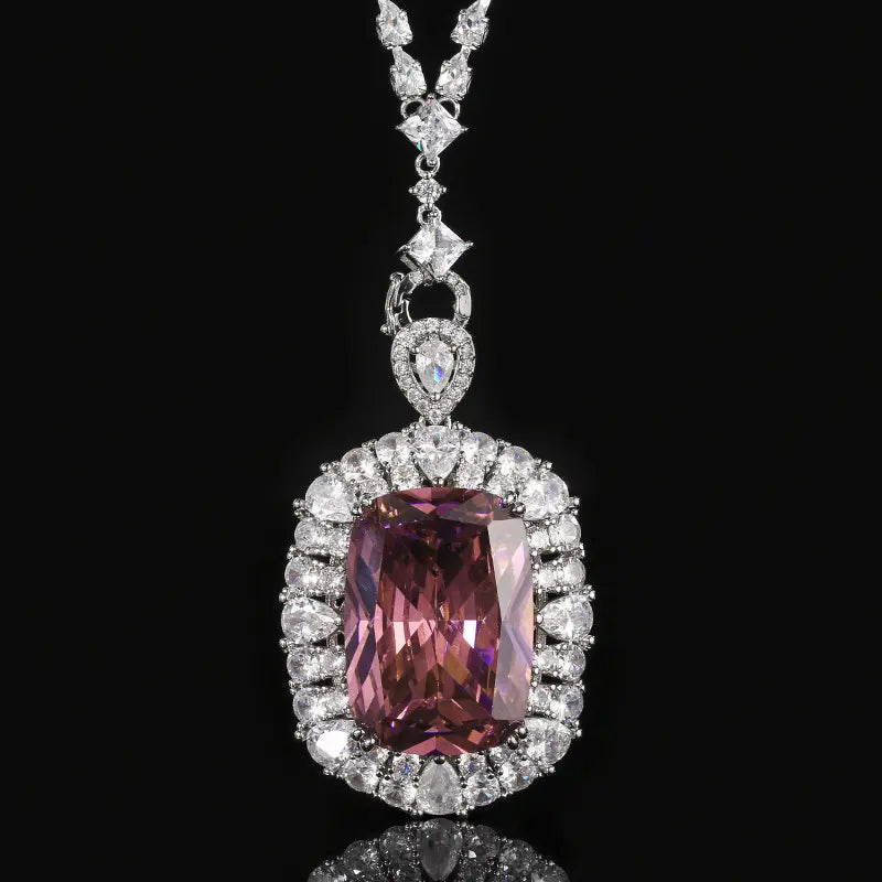 Luxury Cushion Cut Crystal Pendant Necklace for Women