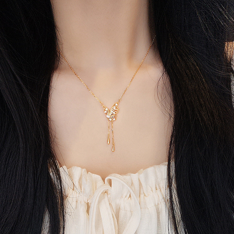 S925 Sterling Silver Tassel Dream Butterfly Necklace