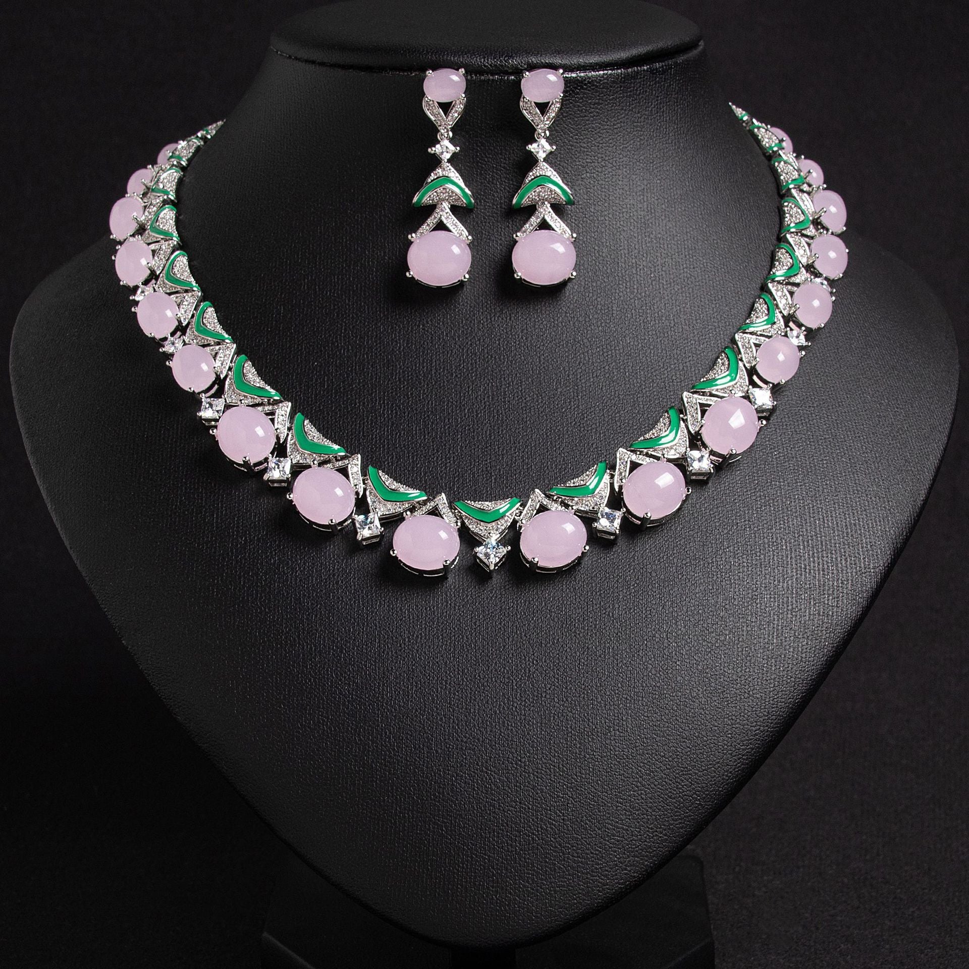 Elegant Ruby Red Crystal Jewelry Set – Luxury Necklace and Earrings for Women