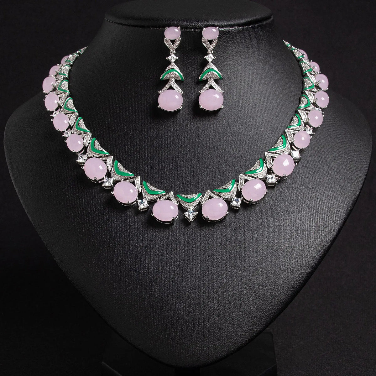 Elegant Ruby Red Crystal Jewelry Set – Luxury Necklace and Earrings for Women