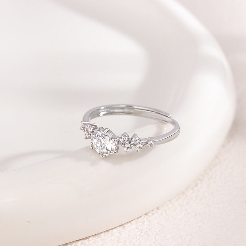 S925 Sterling Silver Eight Hearts Zircon Galaxy Ring