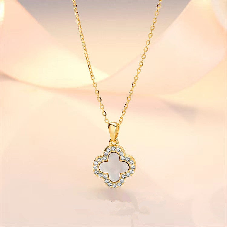 S925 gold-plated fashionable clover necklace