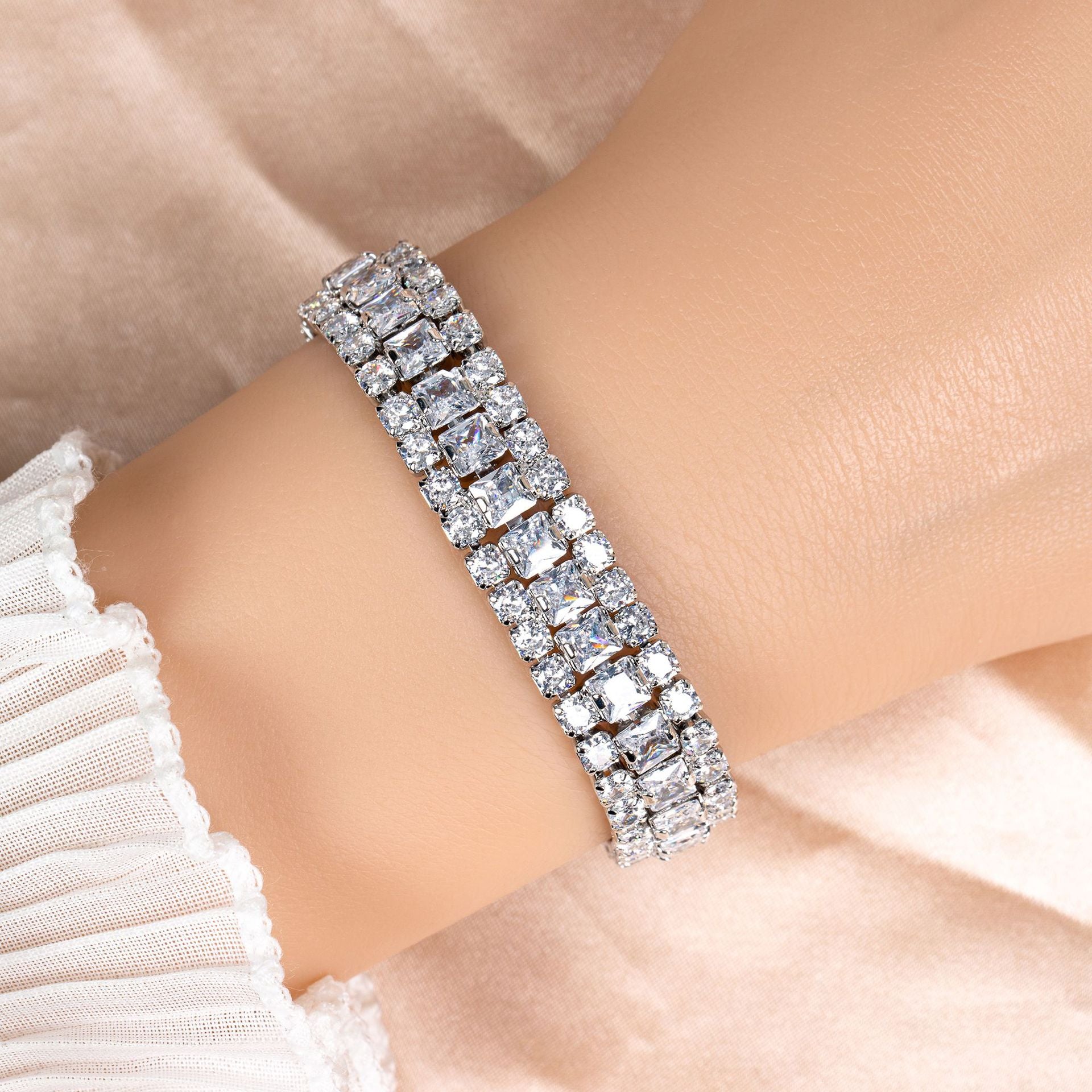 Luxury Red Crystal Tennis Bracelet for Women